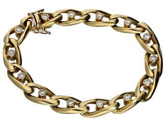Bracelet: heavy and solid, very high quality crafted vintage wrought gold bracelet with brilliant trim, approx. of 1.4 ct