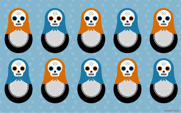 skulldolls wallpaper 03 #skull #wallpaper #pattern #russian