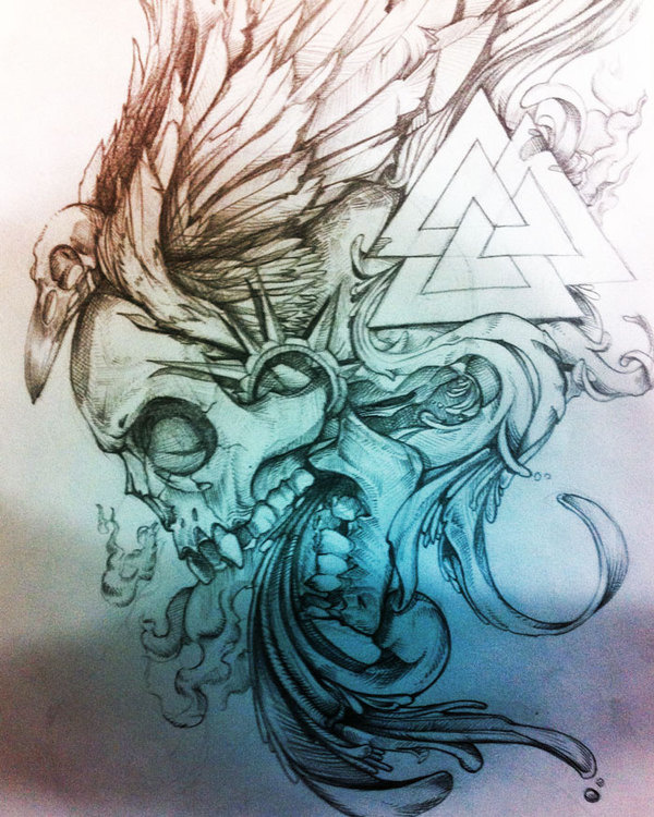 ARTE0.5 #wings #skull #crow #valknut