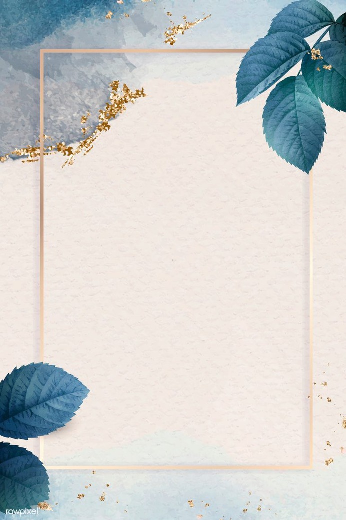 Rectangle gold frame with foliage pattern background vector
