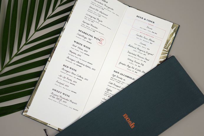Nosh restaurant corporate design logo logotype branding identity deluxe luxury bar by Darling Visual Communications singapore mindsparkle ma