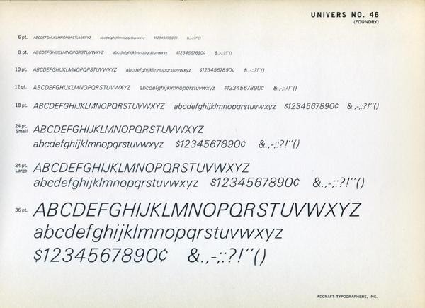 univers type specimen #type #specimen #font #typography