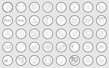 Round transparent background basic social icons white colour