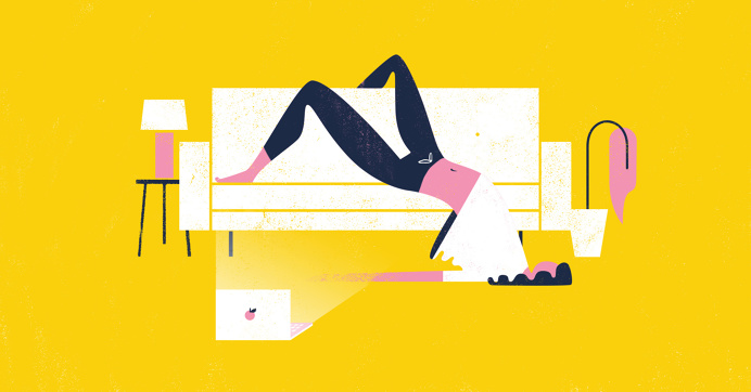 humor, comedy, editorial, illustration, yellow, couch, technology
