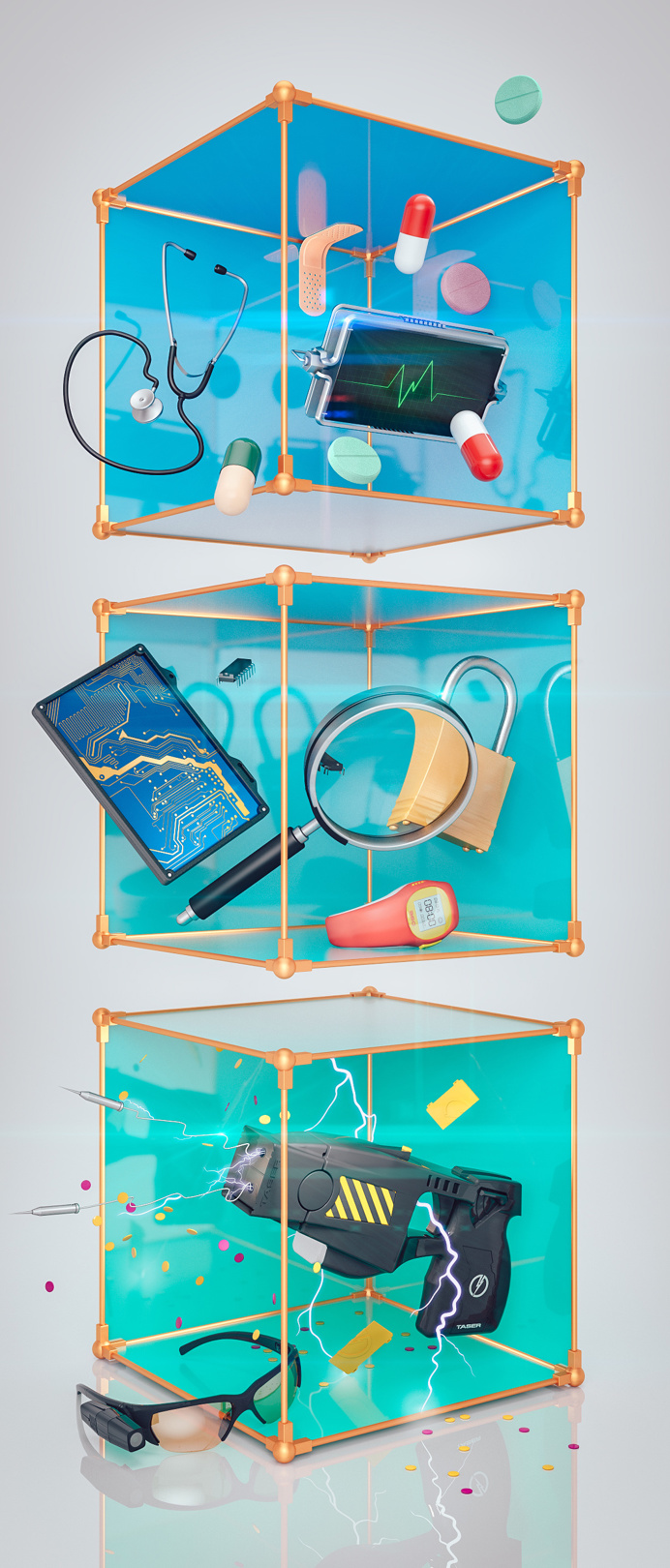 Fortune Fastest-Growing Companies #box #cian #blue #gradient #3D #glossy #science #tech