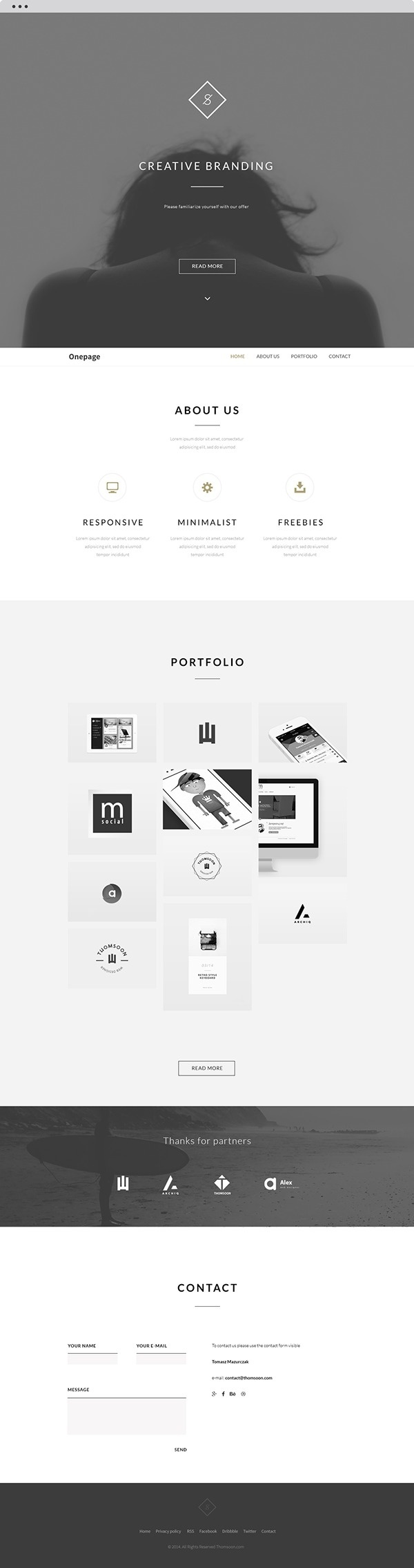 FREE Landing Website | Clean theme | Behance API + PSD on Behance #free #web #minimal #ui