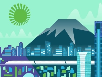 Tokyo by Brent Couchman #fuji #cityscape #city #brent #couchman #illustration #tokyo #mt #street #view