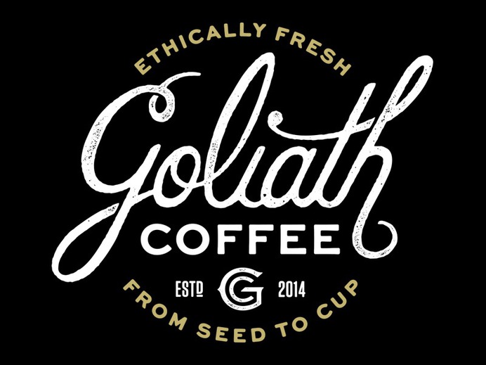 Goliath 1 coffee logo hand-lettering script typography badge