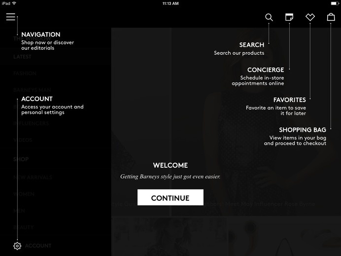 Barneys New York #ipad #ui