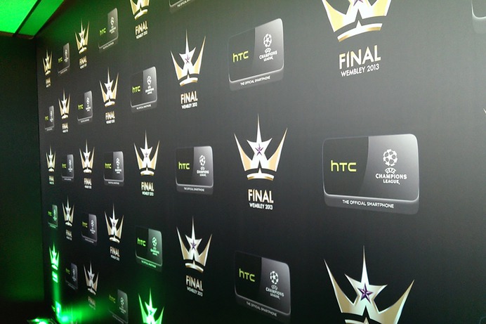 HTC is an international brand. Here is a close up of the branded wall display we created for them.
