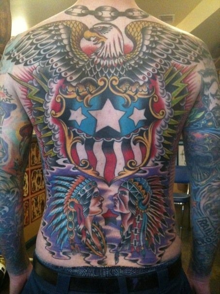 Tattoos of the Day | Our Endless Days #tony #american #back #traditional #hundahl