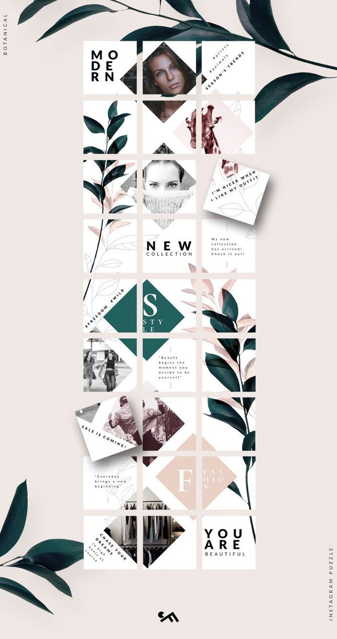 Instagram PUZZLE template -Botanical