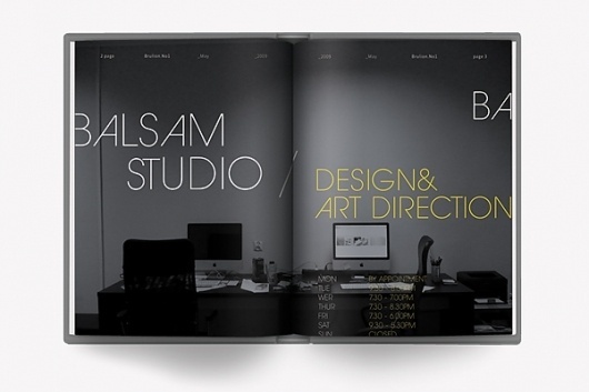 brulionNo.1 - balsamstudio sketchbook may'09 on the Behance Network #white #title #article #black #spread #and #magazine