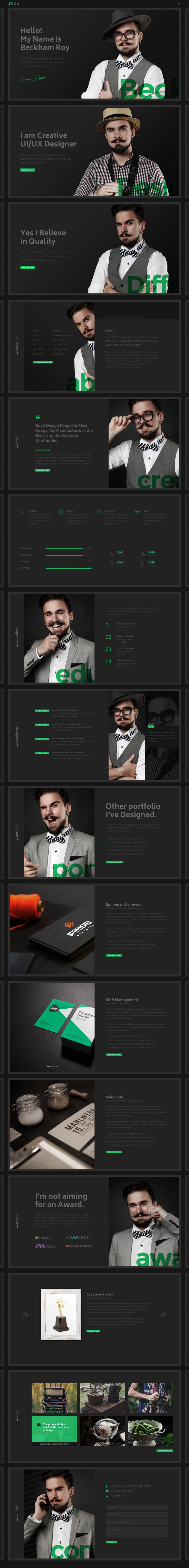 MUU - A creative, unique and interactive personal #resume and #portfolio #HTML5 and #Bootstrap Template - Black skin. - https://goo.gl/wNT8u