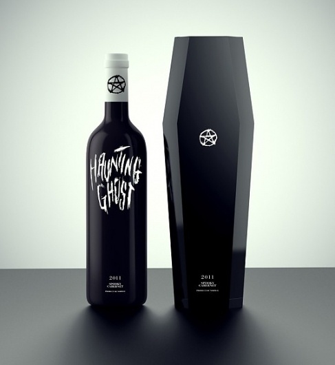 lovely-package-daniel-brokstad1-e1331367820810.jpg (538×585) #ghost #lettering #bottle #haunting #black #pentagram #coffin