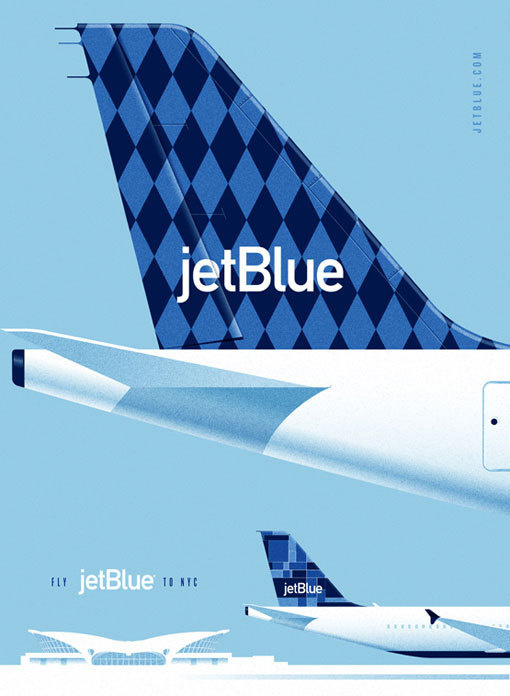 LabPartners_JetBlue_2 #airplane #flight #bue #retro #aviation #airline #illustration #jet #poster