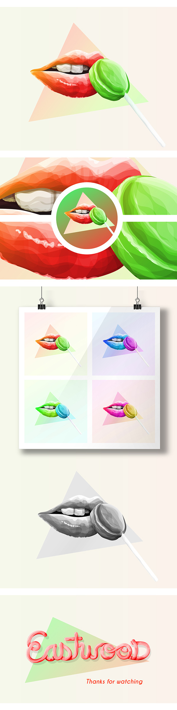 Lollipop on Behance #lick #lips #design #sweet #illustration #lollipop #colour