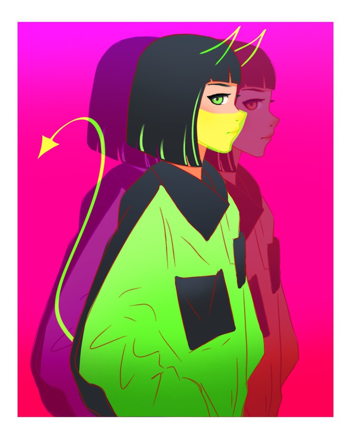 Stylized Portrait – Neon Devil by sonsonarts