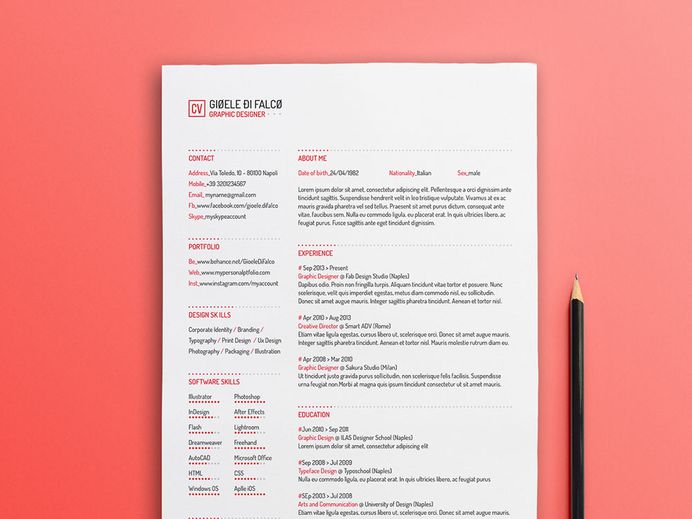 Free Simple Typographic Resume Template for with Clean Design