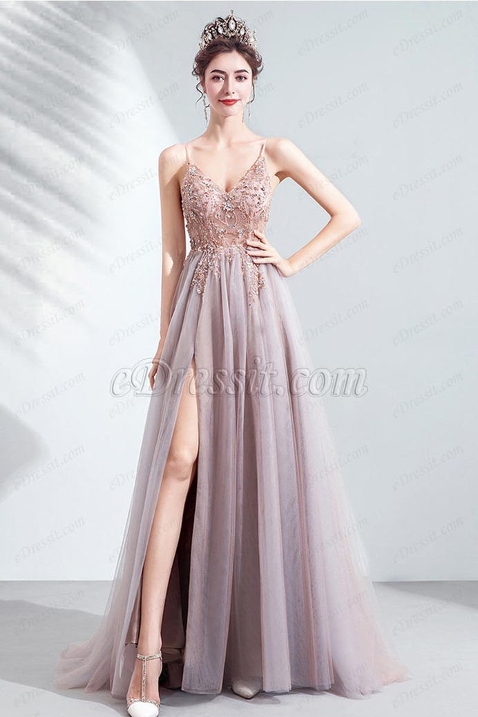eDressit Spaghetti Beads High Slit Ball Party Dress (36224908)