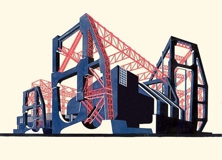 The sun as the expression of old world energy is torn down from the... - but does it float #el #constructivism #lissitzky #yakov #chernikov #architecture #drawing