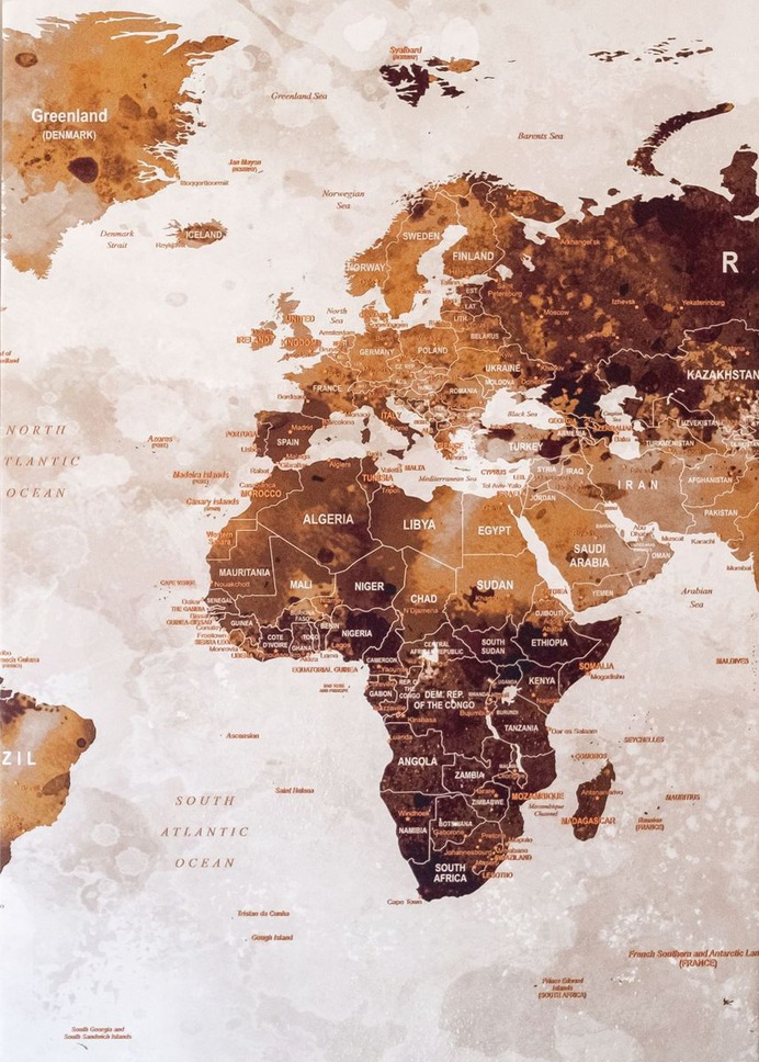 "World Map 2" Poster Print on metal by Sam Kal