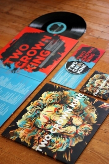 Design Envy · Two Crown King Album Cover: Jacqui Oakley and Poly Studio #album #print #lion #cover #illustration #vinyl #art #painting #music