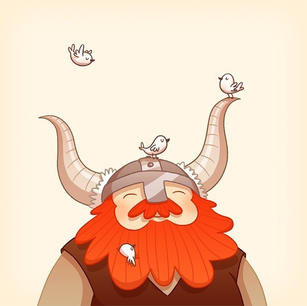 Happy Viking by Anneka Tran #birds #beard #viking #illustration