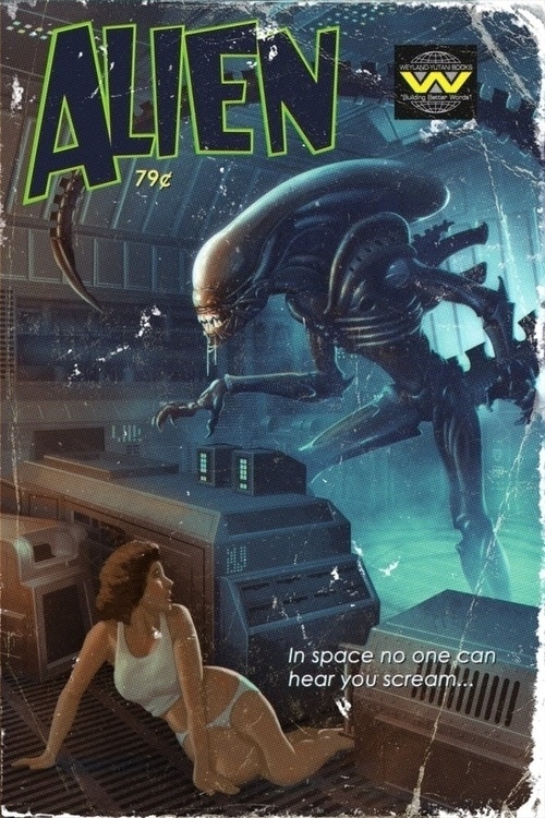 this isn't happiness™ (Pulp Fiction), Peteski #alien #weyland #graphic #sci #novel #fi #cover #comic #scream