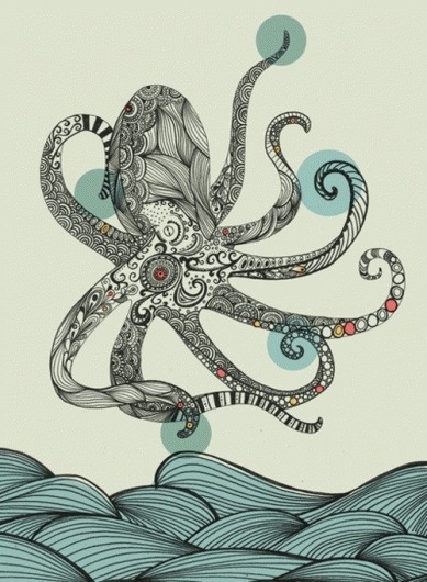 this inspires me to master Illustrator. - +++wolf+willow+++ #illustration #sea #octopus