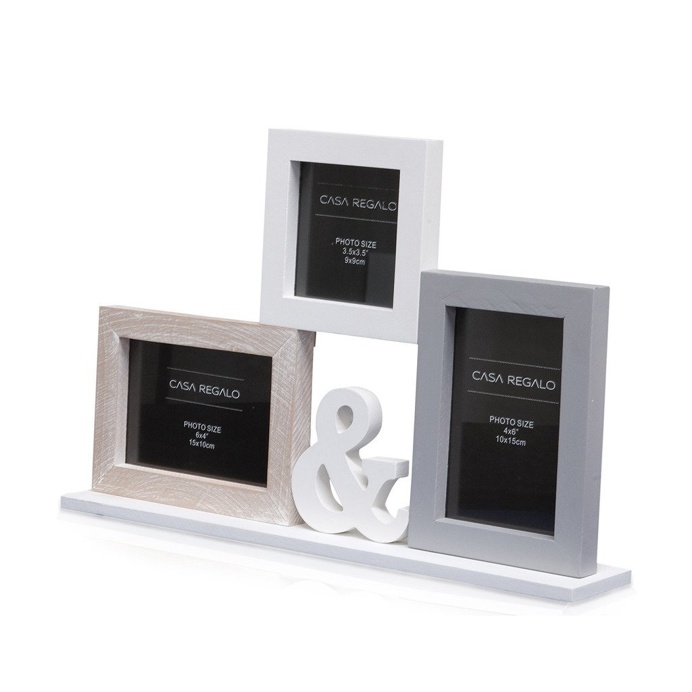 Neutral 3Pic "&" Stand Collage Photo Frame, 42cm x 27cm