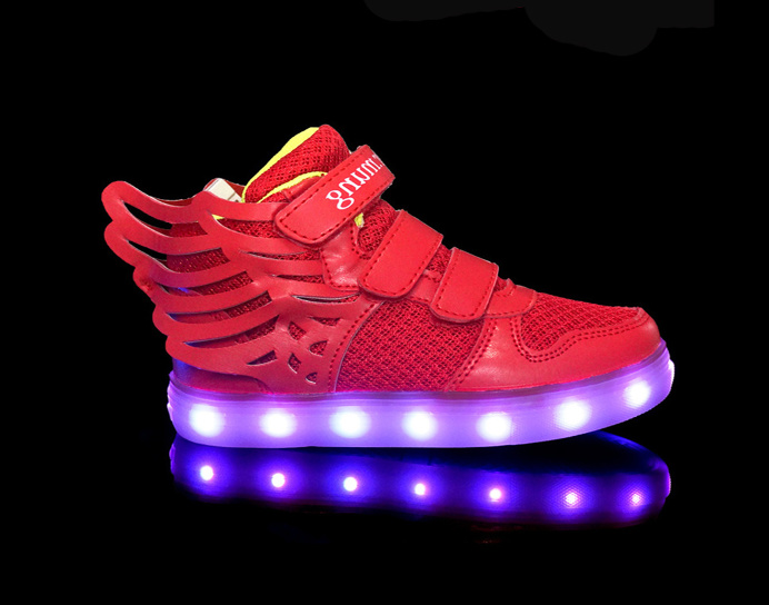 red and blue light up shoes