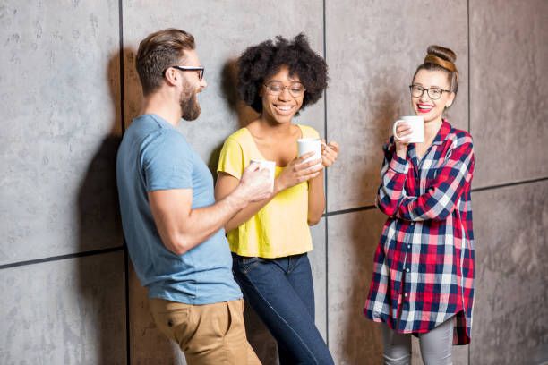 Coworkers having a coffee break