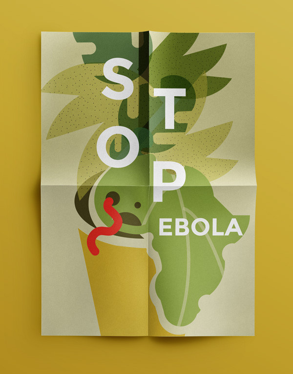 Ebola awareness poster on Behance, Magda Azab #university #africa #yelllow #illustration #poster #stop #ebola #editorial #plant