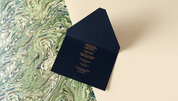 MIRADOR | Ana Mirats #invitation #envelope #marble #gold #navy #marbling #foil