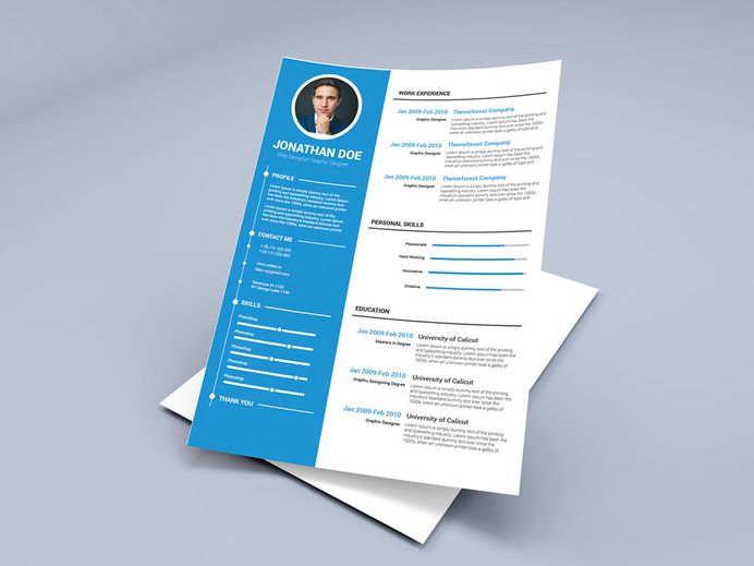 Free Timeline CV Template with Blue Color Scheme
