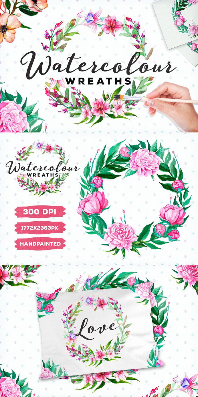 Watercolor Floral Wreath