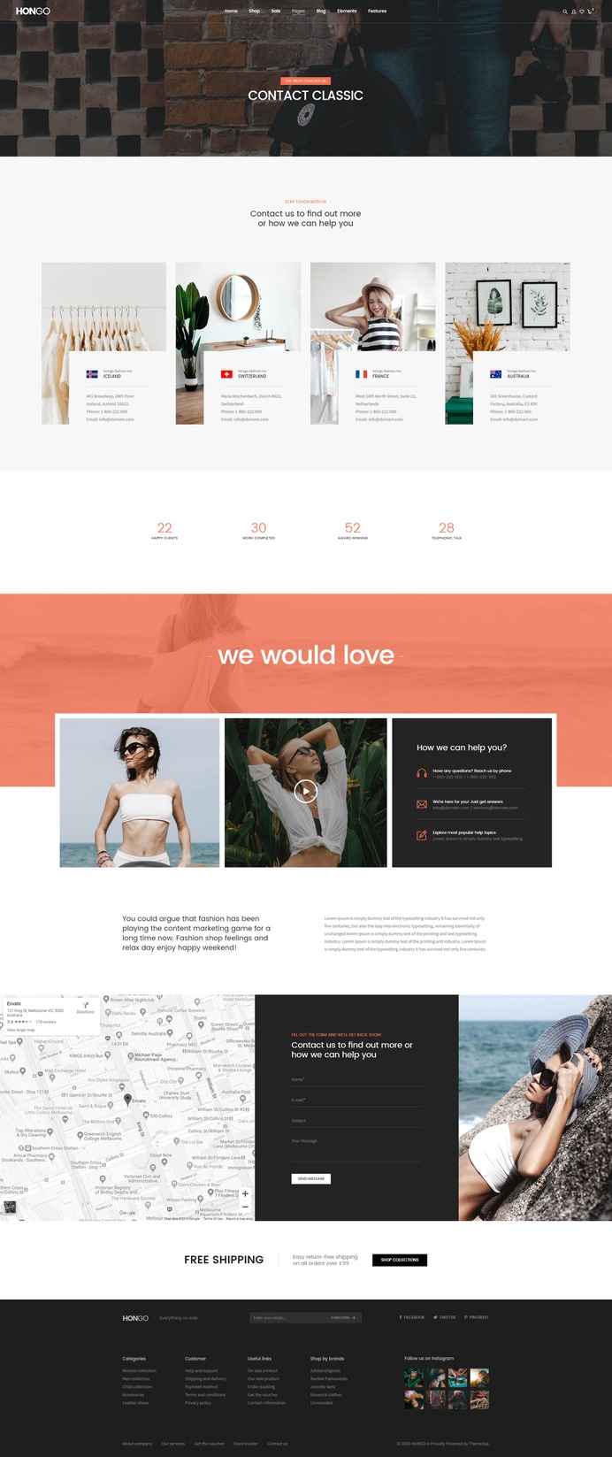 #Hongo #WooCommerce #WordPress Theme for #Fashion Contact Classic Page by #ThemeZaa