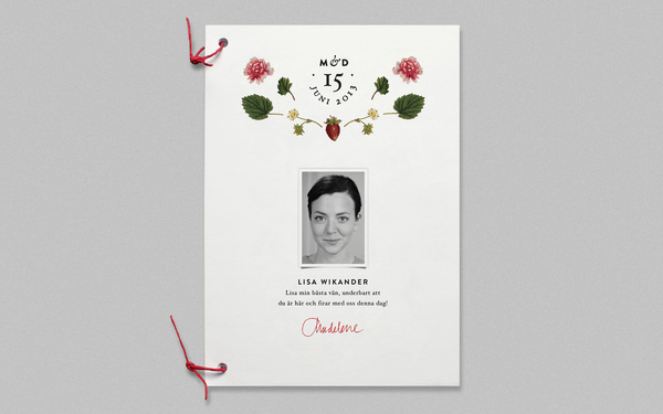 Wedding Program, by Cecilia Hedin #invitation #print #program #strawberry #flower #wedding