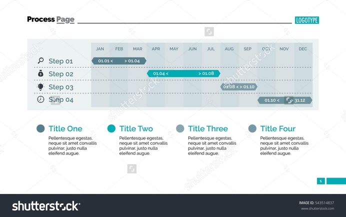 Four Steps Calendar Diagram Slide Template