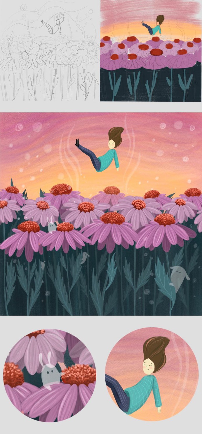 Girls' Dreams. Illustration.