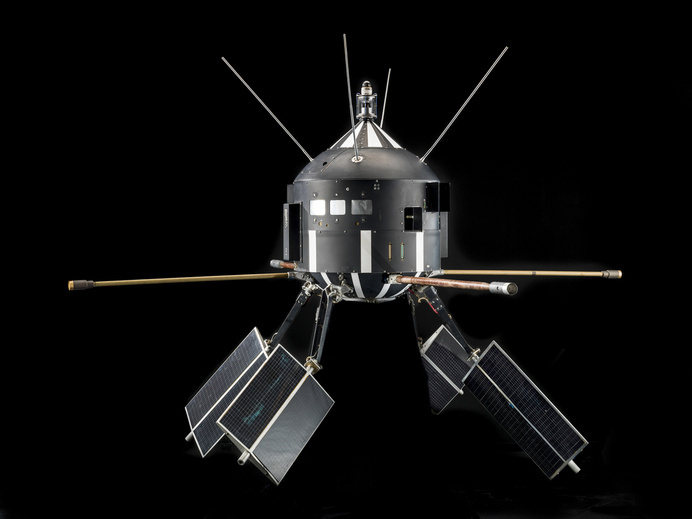 Satellite replica, Ariel 2, 1970s. Epoxy-bonded fiberglas, aluminum, other light metals and plastics. Made by Westinghouse. Ariel 2 was laun #model #satellite #replica #space #science