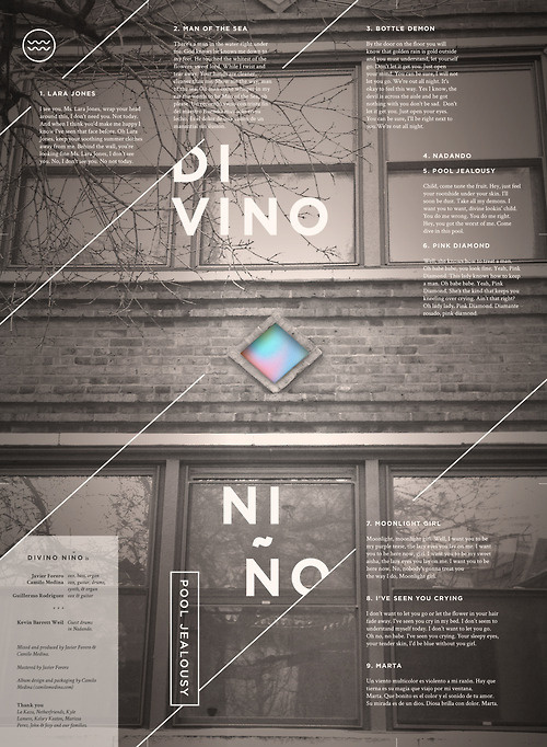 Our full length is out! Stream and download for free here http://divinonino.bandcamp.com/ #house #diamond #experimental #architecture #gradient #poster #band #typography