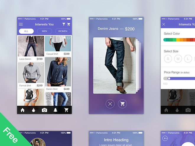 Ecommerce App UI Kit PSD