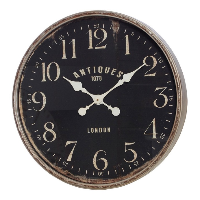 Ulrich Grey & Black Metal Wall Clock, 60 cm D