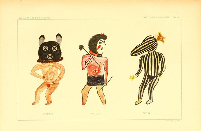 Hopi Drawings of Kachinas (1903) #vintage #drawing #illustration #art #colorful #indian #ancient #character