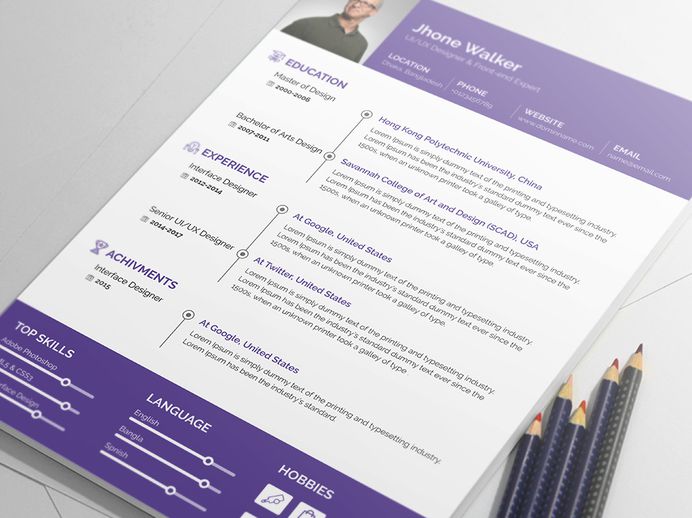 Jhone Walker - Free Minimal Resume PSD Template
