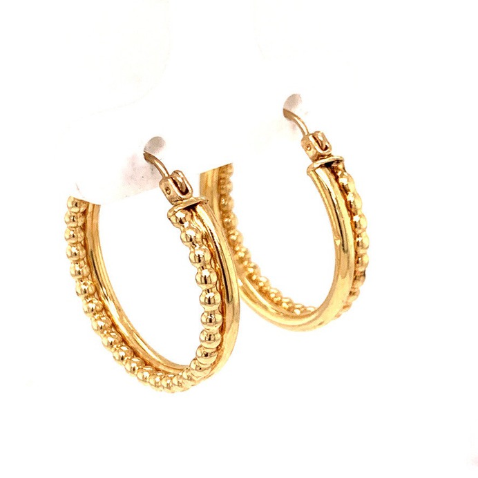 Beaded Double Row Hoops