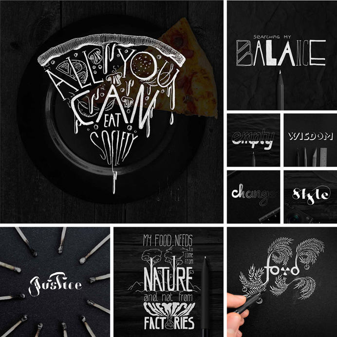 Artistic Typographic Artwork Illustrations
