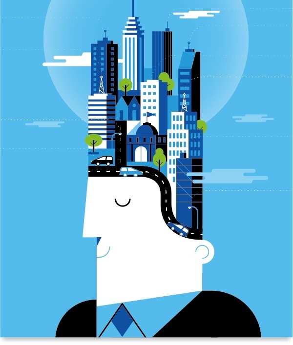 BBVA Corporative Illustration #urban #vector #businessman #global #ideas #corporate #illustration